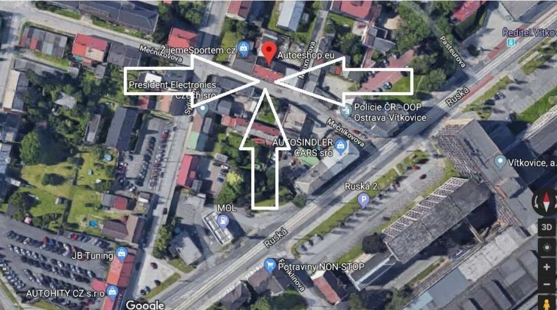 Mapa výdejního místa Autoeshop.eu v Ostravě-Vítkovicích